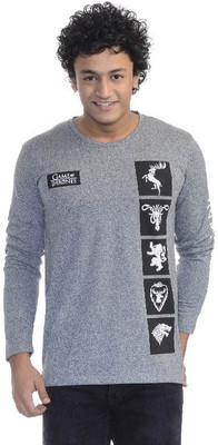 

Game of Thrones Printed Men's Round Neck Grey T-Shirt, Grey grindle