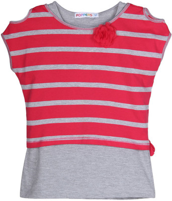 

Chalk by Pantaloons Girls Printed T Shirt(Grey, Grey melange