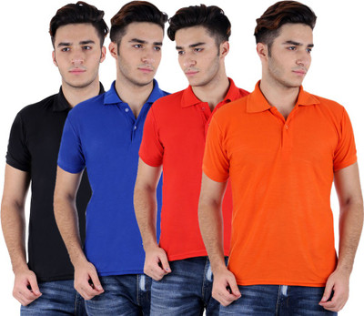 

Sanvi Traders Solid Men Polo Neck Multicolor T-Shirt(Pack of 4