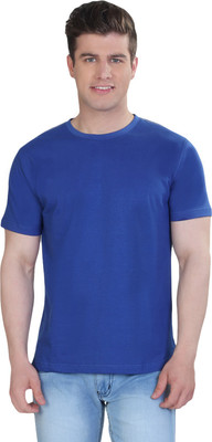 

The Cotton Company Solid Men' Round Neck Blue T-Shirt, Electric blue