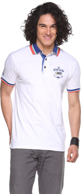 

Pro Riders Self Design Men's Flap Collar Neck White T-Shirt