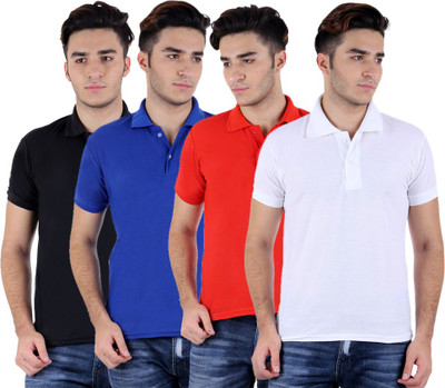 

Sanvi Traders Solid Men Polo Neck Multicolor T-Shirt(Pack of 4