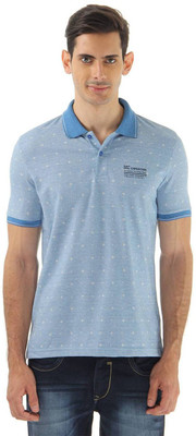 

Monte Carlo Printed Men's Polo Neck Blue T-Shirt, Sky