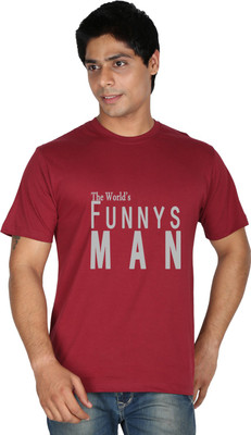 

Trendster Printed Men' Round Neck Maroon T-Shirt