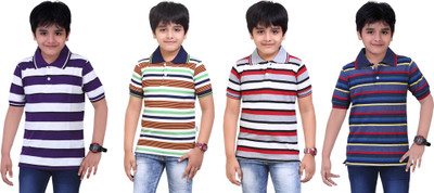 

Dongli Boys Striped T Shirt(Multicolor, Pack of 4)