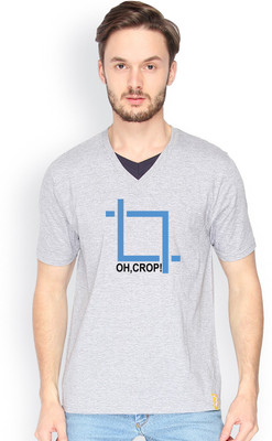

Campus Sutra Solid Men V-neck Grey T-Shirt
