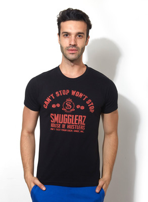 

Smugglerz Inc. Graphic Print Men's Round Neck Black T-Shirt