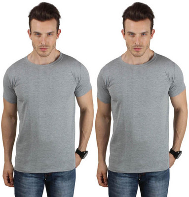 

SayItLoud Solid Men' Round Neck Grey T-Shirt(Pack of 2