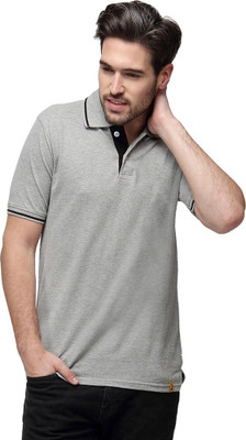 

Campus Sutra Solid Men Polo Neck Grey T-Shirt