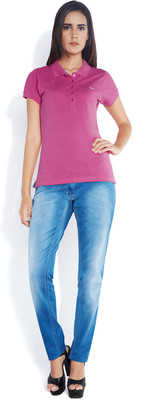 

Park Avenue Solid Women's Polo Neck Purple T-Shirt, Medium red