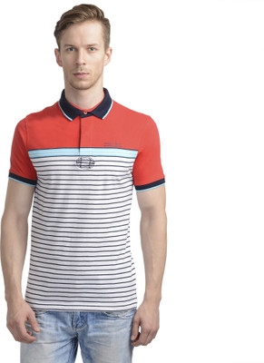 

WRIG Striped Men's Polo Neck Red T-Shirt