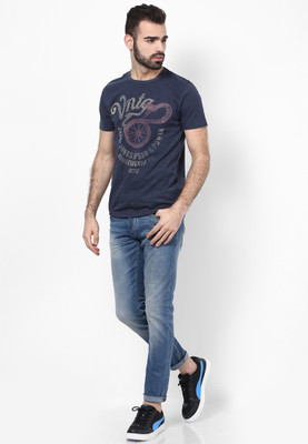 

Jack & Jones Graphic Print Men's Round Neck Dark Blue T-Shirt, Dress blues