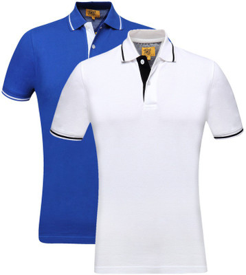 

Campus Sutra Solid Men Henley Multicolor T-Shirt(Pack of 2, Royal blue;white