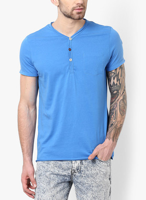 

Jack & Jones Solid Men's V-neck Blue T-Shirt, Campanula