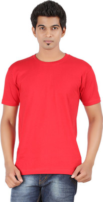 

FLEXIMAA Solid Men' Round Neck Red T-Shirt