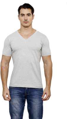 

Casual Tees Solid Men's V-neck Grey T-Shirt, Grey melange