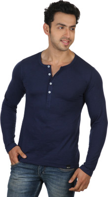 

Rigo Solid Men's Henley Blue T-Shirt