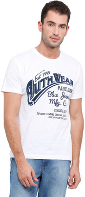 

Parx Printed Men's Round Neck White T-Shirt