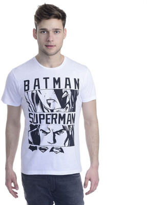 

Dawn of Justice Printed Men's Round Neck White T-Shirt, Off white