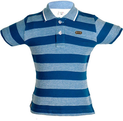 

Gkidz Boys Striped Cotton T Shirt(Blue, Pack of 1