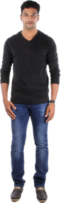 

Indian Terrain Solid Men' Round Neck Black T-Shirt