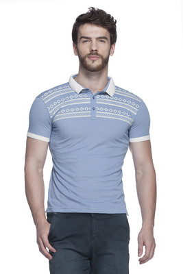 

Tinted Printed Men's Polo Neck Light Blue T-Shirt, Sky