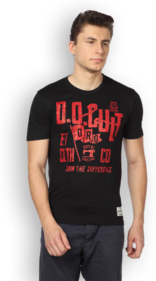 

DIFFERENCE OF OPINION Graphic Print Men' Round Neck Black T-Shirt