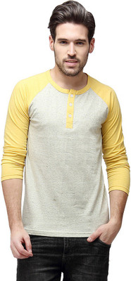 

Campus Sutra Solid Men Henley White T-Shirt, Creme