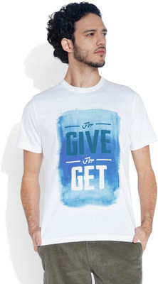 

Parx Printed Men's Round Neck White T-Shirt