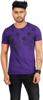 

Masculino Latino Printed Men' Round Neck Purple T-Shirt