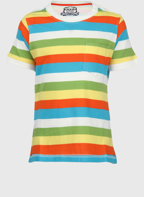 

Chalk by Pantaloons Boys Striped T Shirt(Orange, Pack of 1