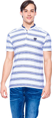 

Mufti Striped Men's Henley White T-Shirt