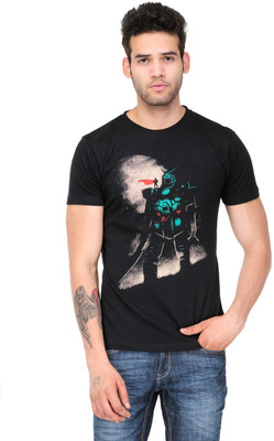

White Kalia Graphic Print Men's Round Neck Black T-Shirt
