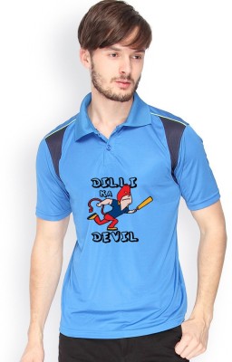 CAMPUS SUTRA Printed Men Polo Neck Blue T-Shirt