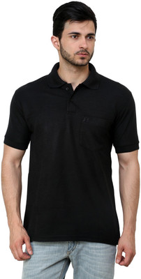 

Cotton County Premium Solid Men's Flap Collar Neck Black T-Shirt