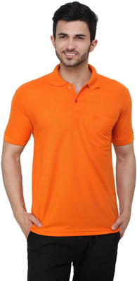 

Cotton County Premium Solid Men's Flap Collar Neck Orange T-Shirt