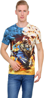 

Can Can Graphic Print Men's Round Neck Multicolor T-Shirt, White