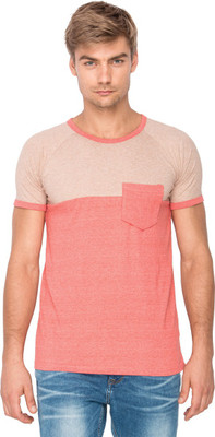 

Campus Sutra Solid Men Round Neck Red, Beige T-Shirt, Brown