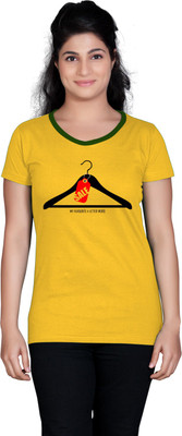 

Tantra Printed Women's Round Neck Yellow T-Shirt