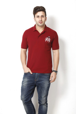 

Gritstones Solid Men's Polo Neck Maroon T-Shirt