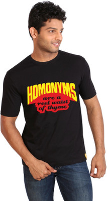 

Campus Sutra Printed Men Round Neck Black T-Shirt
