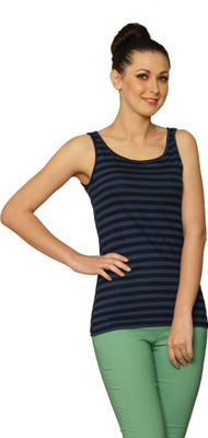 

Miss Chase Striped Women' Round Neck Dark Blue T-Shirt, Blue stripes