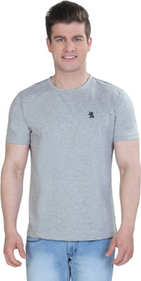 

The Cotton Company Solid Men's Round Neck Grey T-Shirt, Grey melange