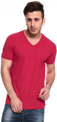 

Izinc Solid Men' V-neck Red T-Shirt