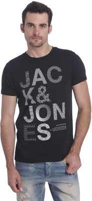 

Jack & Jones Printed Men' Round Neck Black T-Shirt