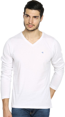 

The Indian Garage Co. Solid Men' V-neck White T-Shirt