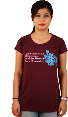 

Tryd Printed Women' Round Neck Brown T-Shirt, Multicolor