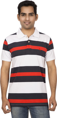 

Red Line Striped Men' Polo Neck Multicolor T-Shirt, Fiery