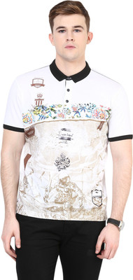 

Fritzberg Printed Men' Polo Neck White T-Shirt, Noble white