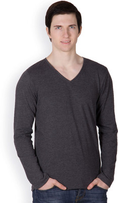 

Rigo Solid Men's V-neck Black T-Shirt